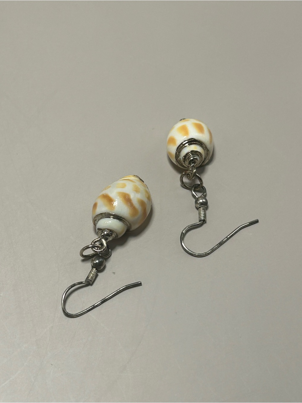 Natural Areola Shell Drop Earrings with Silver Accents